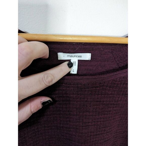 Maurice's Maroon Long Sleeve Button Detail Tunic Sweater - Size L - Picture 7 of 9